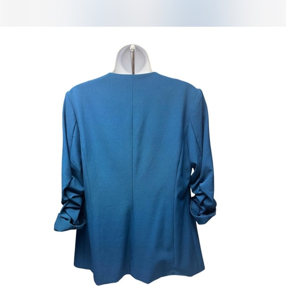 Skies Are Blue Open Deep Turquoise 3/4 Sleeve Blazer - Picture 3 of 5